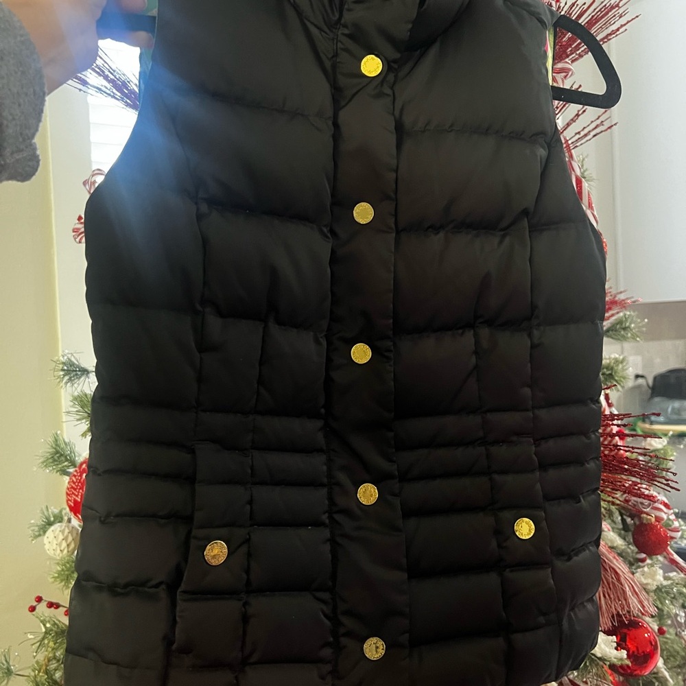 Lily Pulitzer Puffer Vest Black Gold Buttons